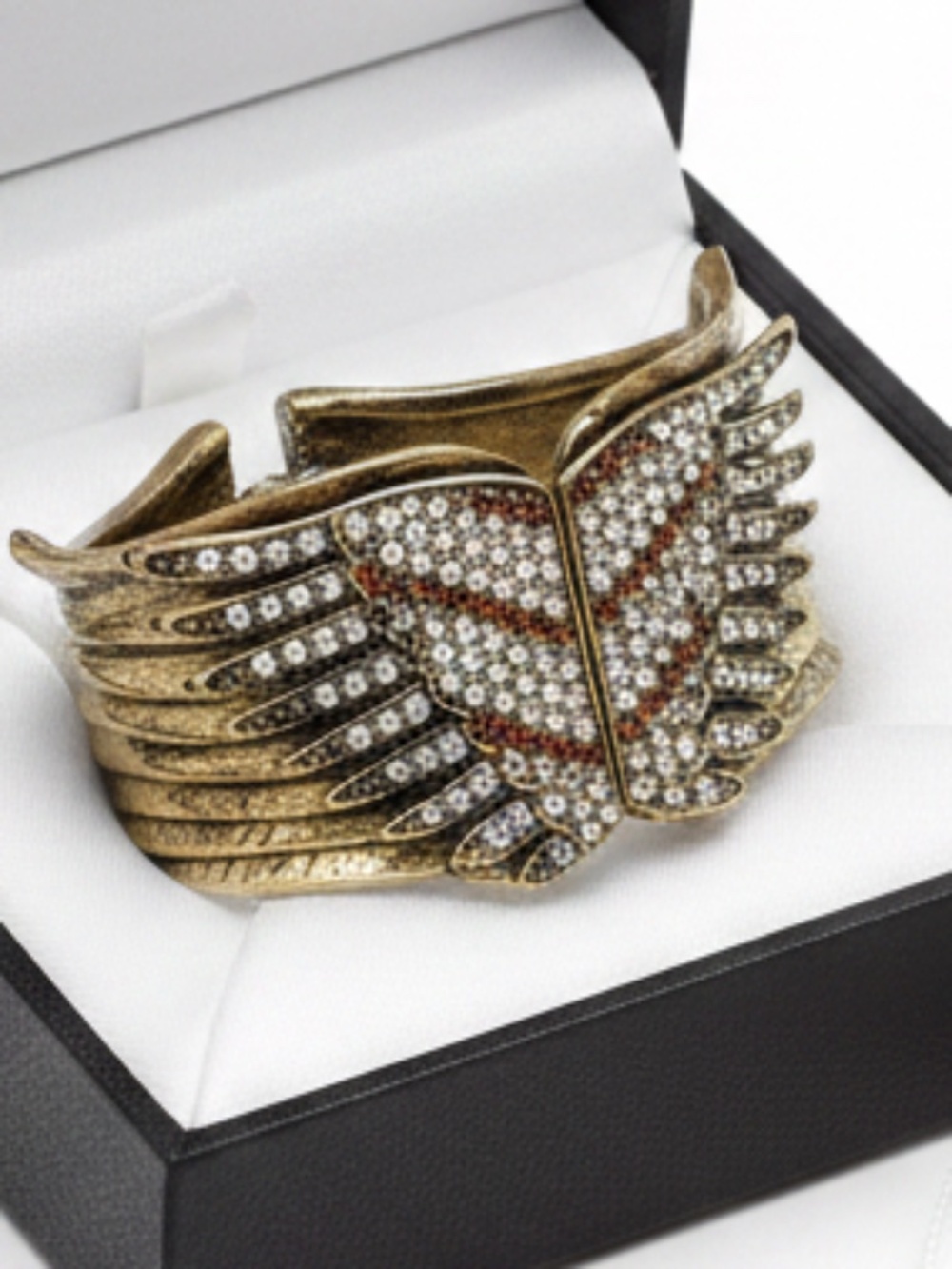Womens Stainless Steel Antique‎ Gold Tone Patriotic Hinged Bracelet Size 7